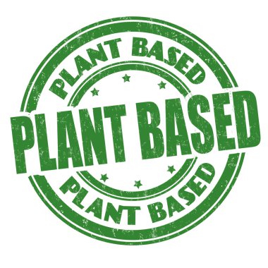 Beyaz arkaplanda bitkisel bazlı kauçuk damga, vektör illüstrasyonu