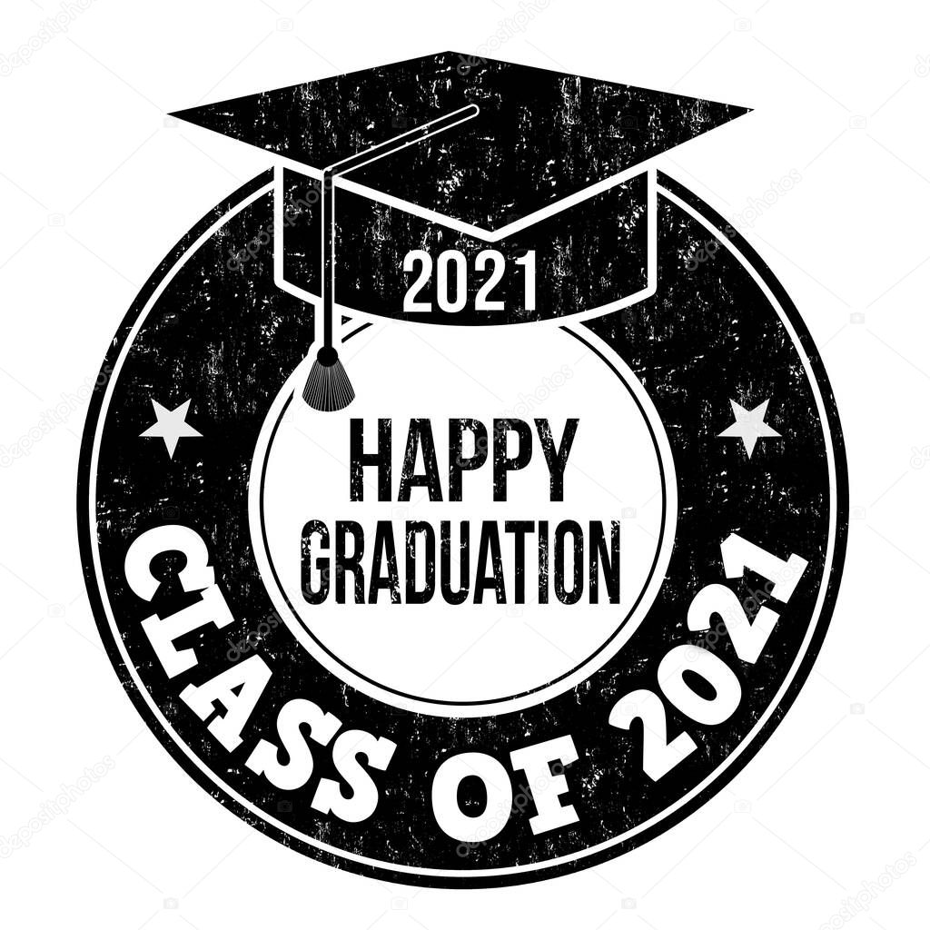 Class of 2021 grunge rubber stamp on white background, vector illustration