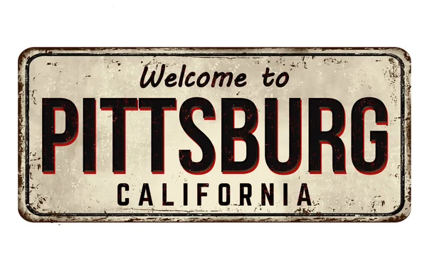 Bienvenue Pittsburg Vintage Rouillé Panneau Métallique Sur Fond Blanc Illustration — Image vectorielle