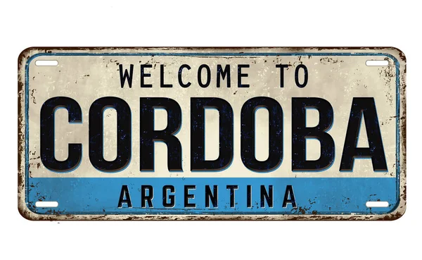 Bienvenido Placa Metal Oxidado Vintage Córdoba Sobre Fondo Blanco Ilustración — Archivo Imágenes Vectoriales