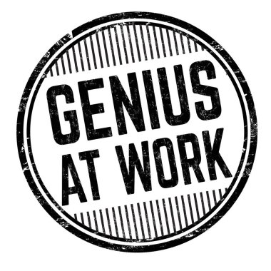 İş yerindeki dahi beyaz arka planda kauçuk damga, vektör illüstrasyonu