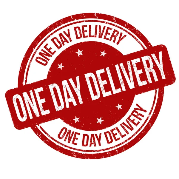 One Day Delivery Grunge Rubber Stamp White Background Vector Illustration — Stock Vector
