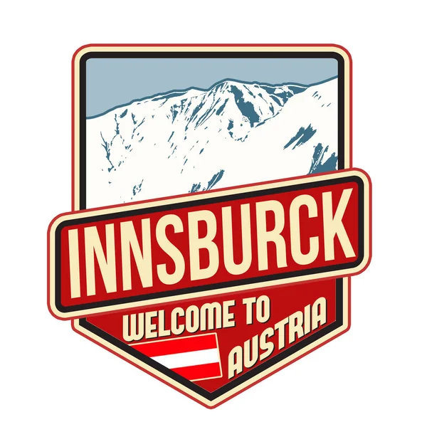 Innsburck Travel Sticker White Background Vector Illustration — 图库矢量图片