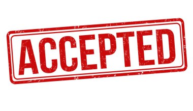 Beyaz arkaplanda kabul edilen grunge kauçuk damgası, vektör illüstrasyonu