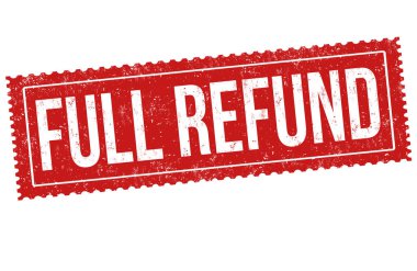 Beyaz arkaplanda tam geri ödeme kauçuk damgası, vektör illüstrasyonu