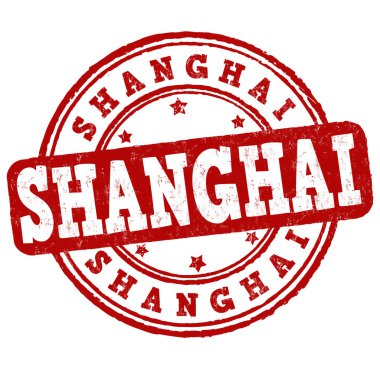 Beyaz arka planda Şangay grunge kauçuk damgası, vektör illüstrasyonu