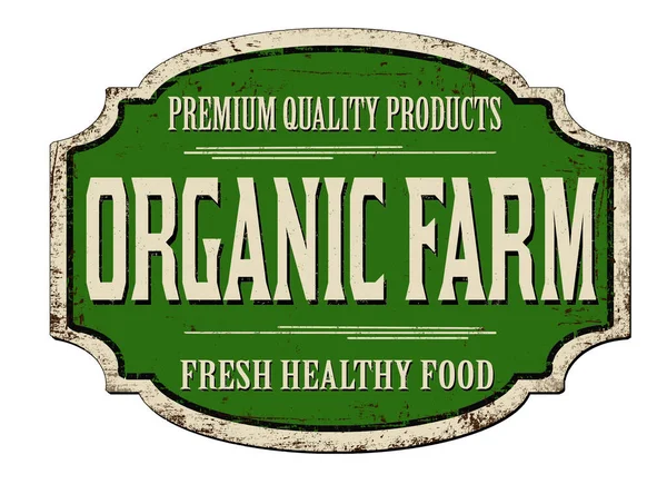 Organic Farm Vintage Rusty Metal Sign White Background Vector Illustration — Stock Vector