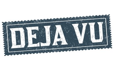 Beyaz arkaplanda deja vu grunge kauçuk damgası, vektör illüstrasyonu