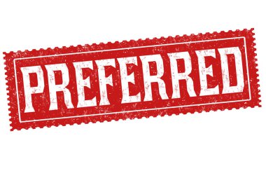 Beyaz arkaplanda tercih edilen grunge kauçuk damgası, vektör illüstrasyonu