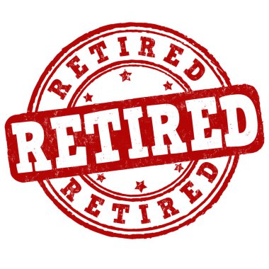 Beyaz arkaplanda emekli kauçuk damga, vektör illüstrasyon