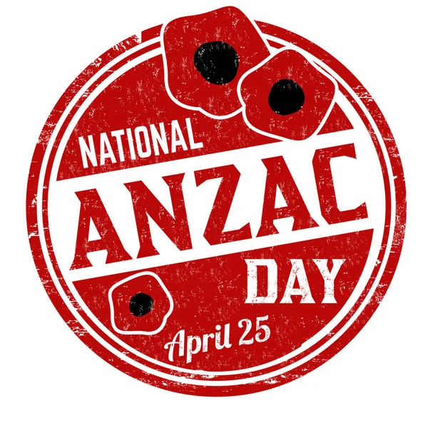 Nationale Anzac Dag Grunge Rubber Stempel Witte Achtergrond Vector Illustratie — Stockvector