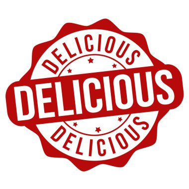 Beyaz arkaplanda leziz bir işaret veya damga, vektör illüstrasyonu