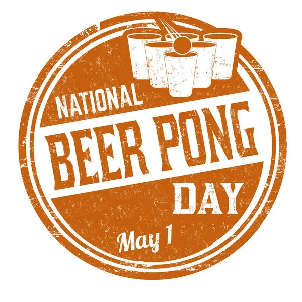 National Beer Pong Day Grunge Rubber Stamp White Background Vector — Stock Vector