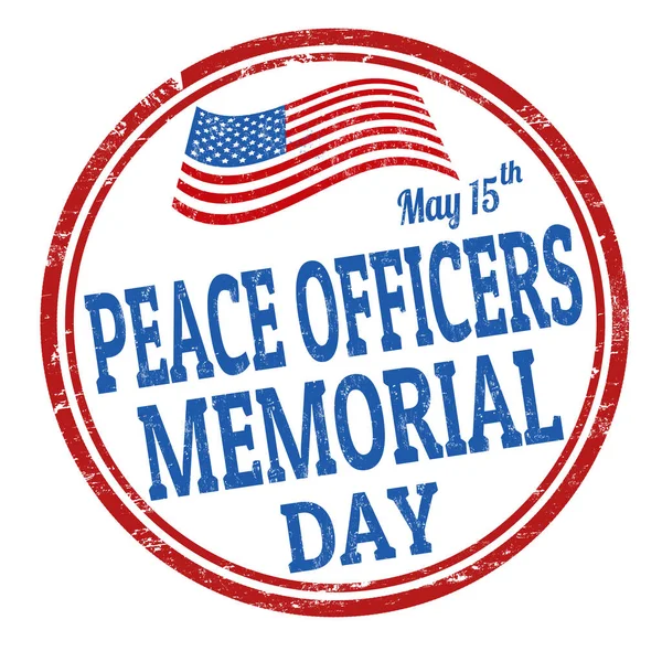 Peace Officers Memorial Day Grunge Rubber Stamp White Background Vector — Stock Vector