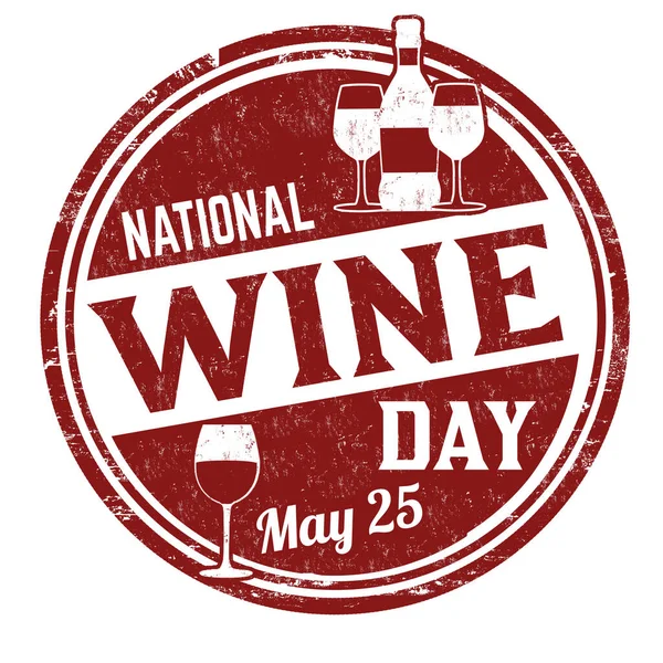 National Wine Day Grunge Rubber Stamp White Background Vector Illustration — Stock Vector