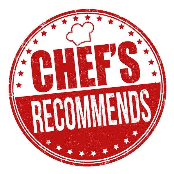 Chef Recomienda Sello Goma Grunge Sobre Fondo Blanco Ilustración Vectorial — Vector de stock