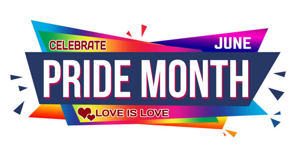 Pride month banner design on white background, vector illustration