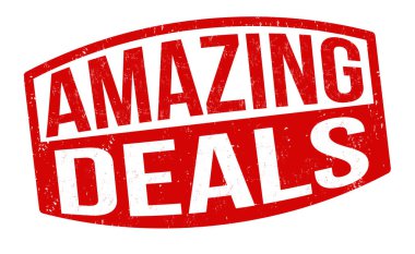 Amazing deals grunge rubber stamp on white background, vector illustration