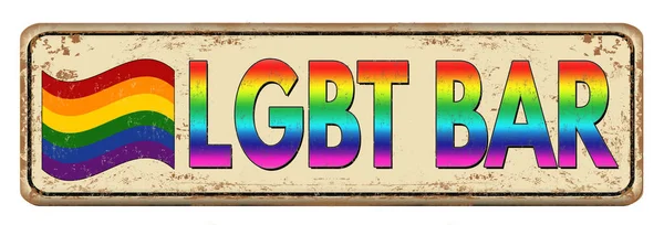 Lgbt Bar Vintage Rusty Metal Sign White Background Vector Illustration — Stock Vector