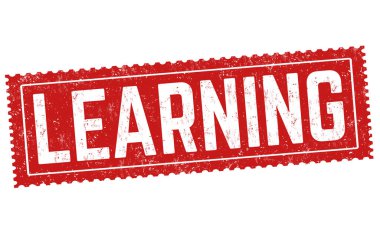 Beyaz arkaplanda grunge kauçuk damgası öğrenmek, vektör illüstrasyonu