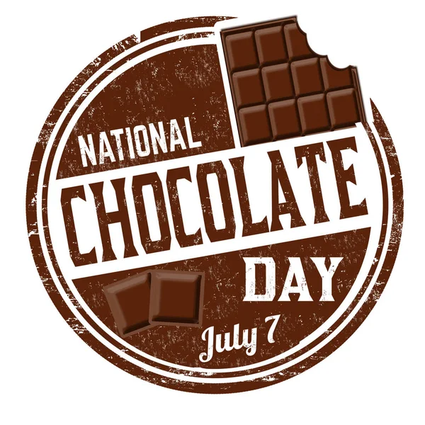 Beyaz Arka Planda Ulusal Çikolata Günü Grunge Lastik Damgası Vektör — Stok Vektör