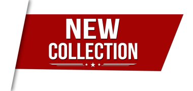 Beyaz arkaplan üzerinde yeni koleksiyon pankartı tasarımı, vektör illüstrasyonu