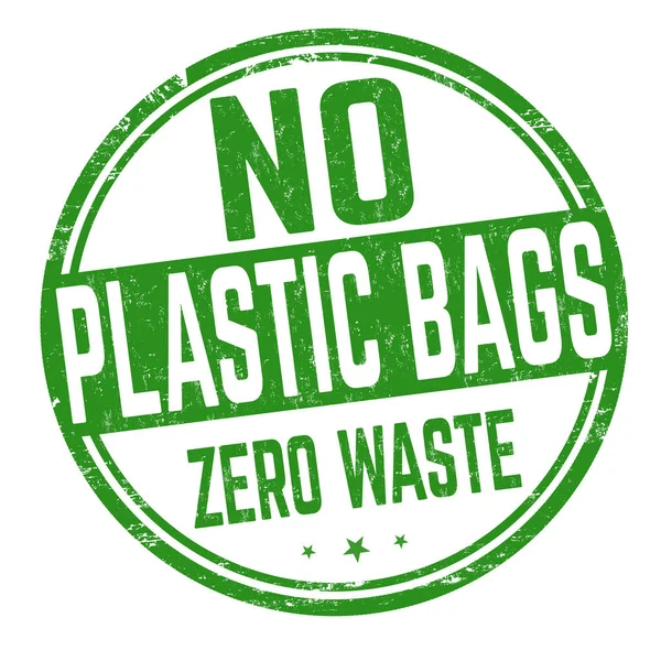 Plastic Bags Grunge Rubber Stamp White Background Vector Illustration — Stock Vector
