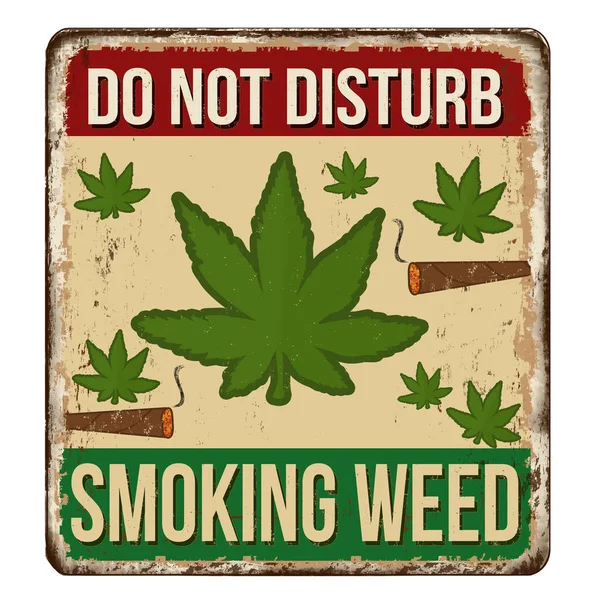 Disturb Smoking Weed Vintage Rusty Metal Sign White Background Vector — Stockový vektor