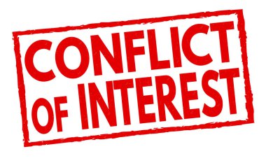 Beyaz arkaplan, vektör illüstrasyonunda çıkar çatışması grunge lastik damgası