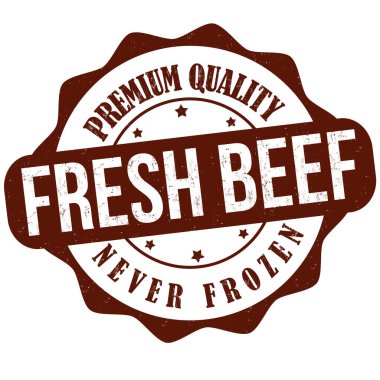 Beyaz arka planda taze sığır grunge kauçuk damgası, vektör illüstrasyonu