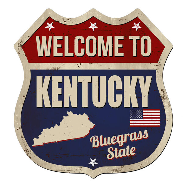 Welcome to Kentucky vintage rusty metal sign on a white background, vector illustration	 