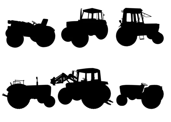 Set of tractor silhouettes — Stock Vector