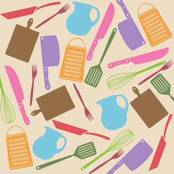 Seamless pattern of kitchen tools — Stock Vector