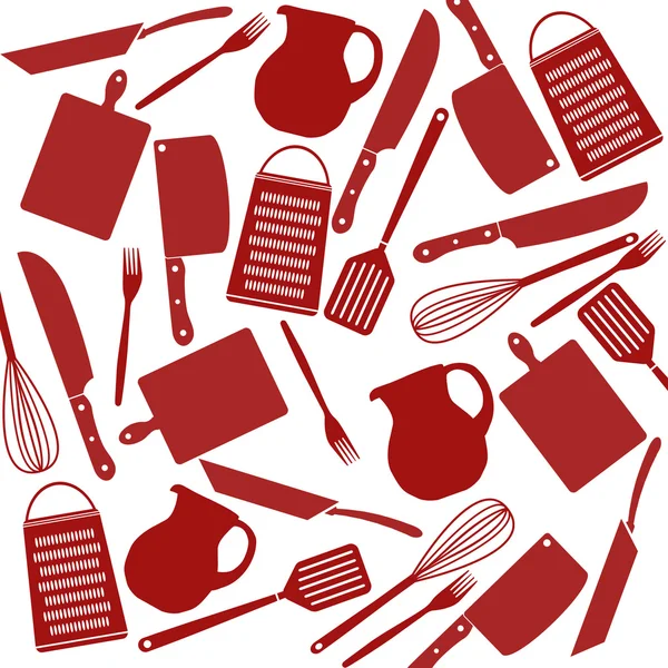 Seamless pattern of kitchen tools — Stock Vector