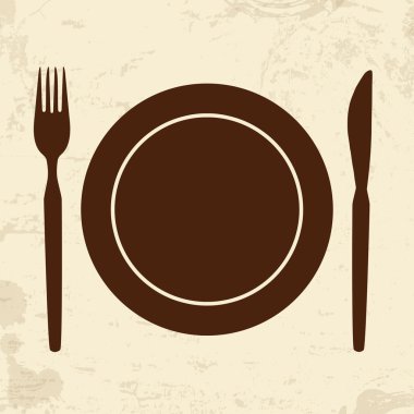 tabak, çatal ve bıçak retro zemin üzerine