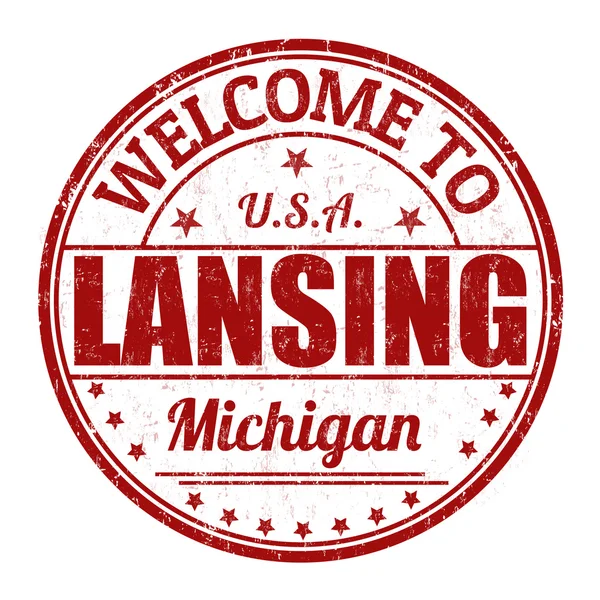 Bine ați venit la Lansing timbru — Vector de stoc