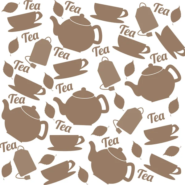 Tea pattern of cups and teapots — Stock Vector