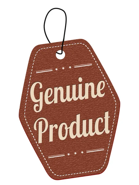 Genuine product brown leather label or price tag — Stock Vector