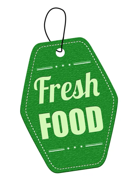 Etiqueta de cuero verde para alimentos frescos o etiqueta de precio — Vector de stock