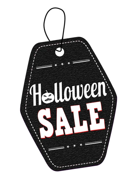 Halloween sale black leather label or price tag — Stock Vector