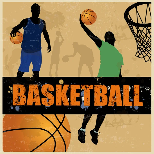 Basketbal retro poster achtergrond — Stockvector