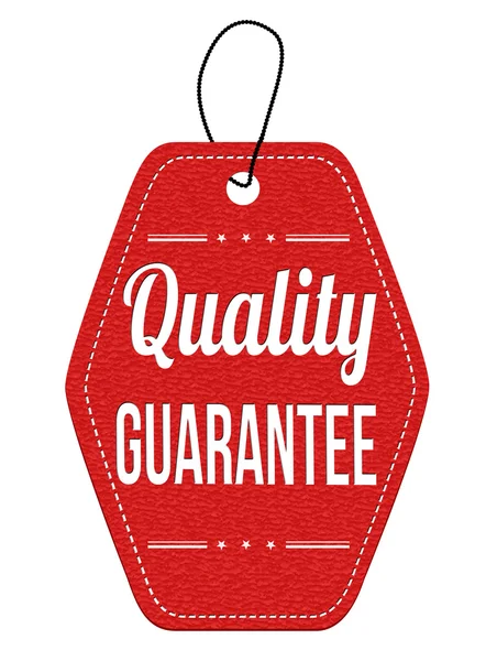 Garantia de qualidade etiqueta de couro vermelho ou preço — Vetor de Stock
