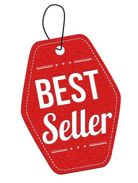 Best seller étiquette en cuir rouge ou étiquette de prix — Image vectorielle