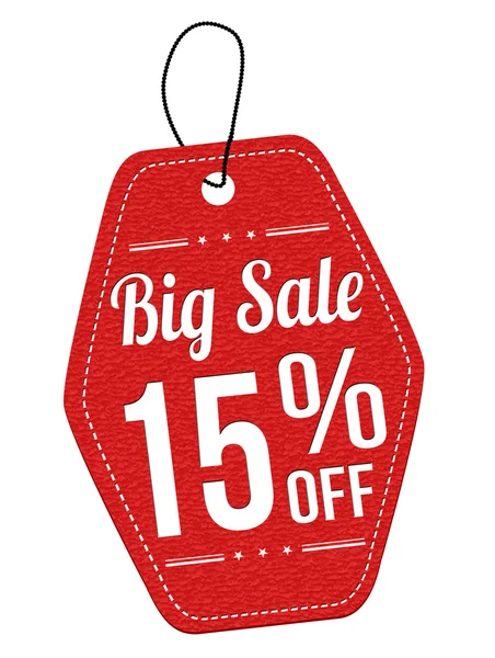 Big sale 15 off red leather label oder preisschild — Stockvektor