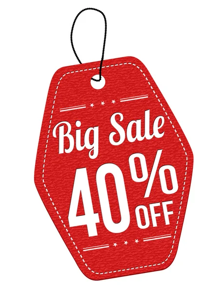 Big sale 40 percent off red leather label or price tag — Stock Vector