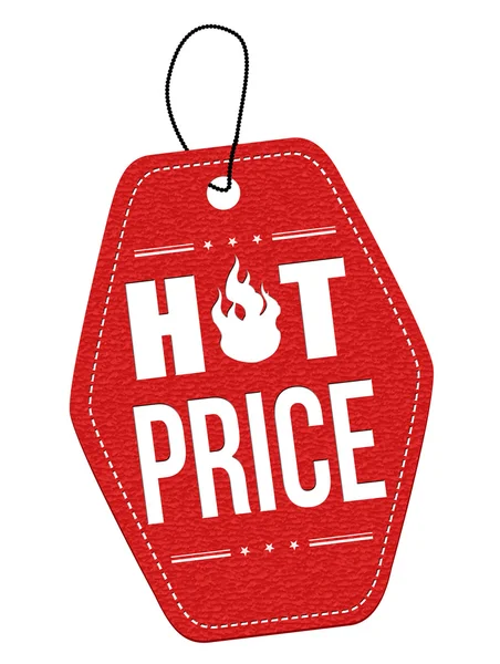 Hot price red leather label or price tag — Stock Vector