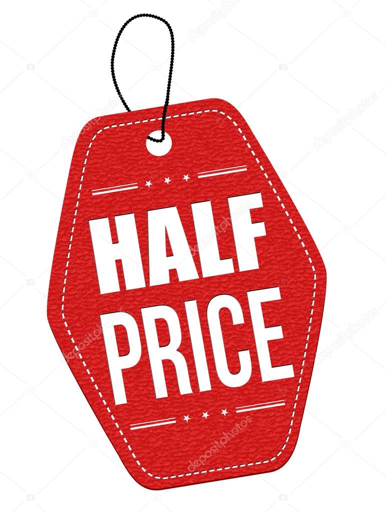 Half price red leather label or price tag