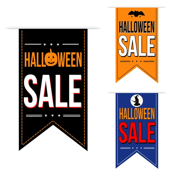 Halloween venta banner diseño conjunto — Vector de stock