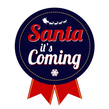 Beyaz arka plan, vektör çizim üzerinde önümüzdeki rozeti olan Santa