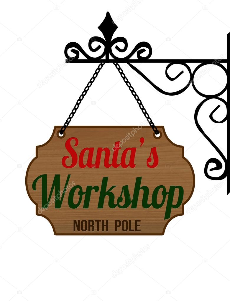 Elegant Santa's Workshop sign